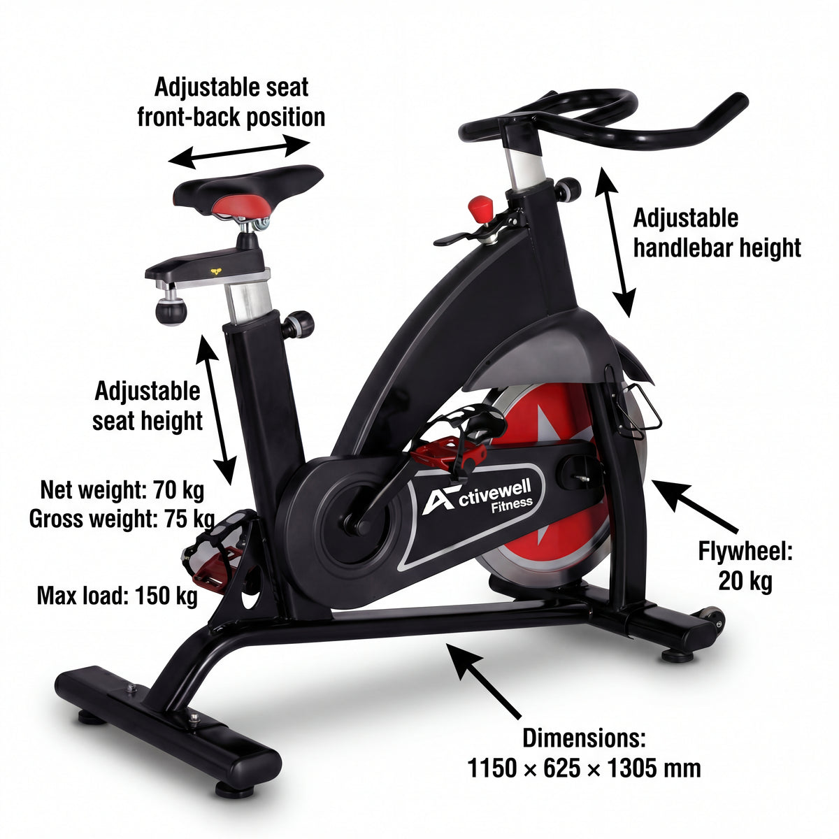 Activewell RIDE SPIN ELITE – Home Spin Bike